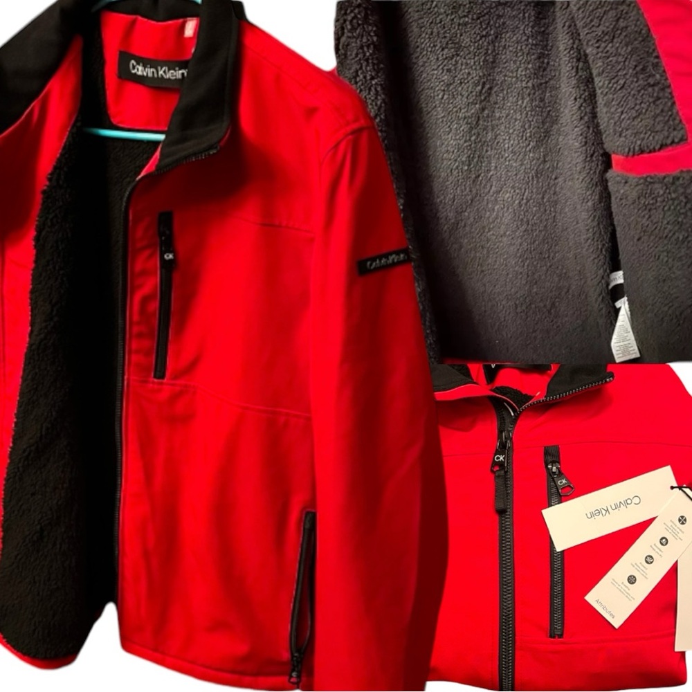 Calvin Klein Mens Sherpa Lined Classic Soft Shell Jacket CK Zip Up Jacket zipup